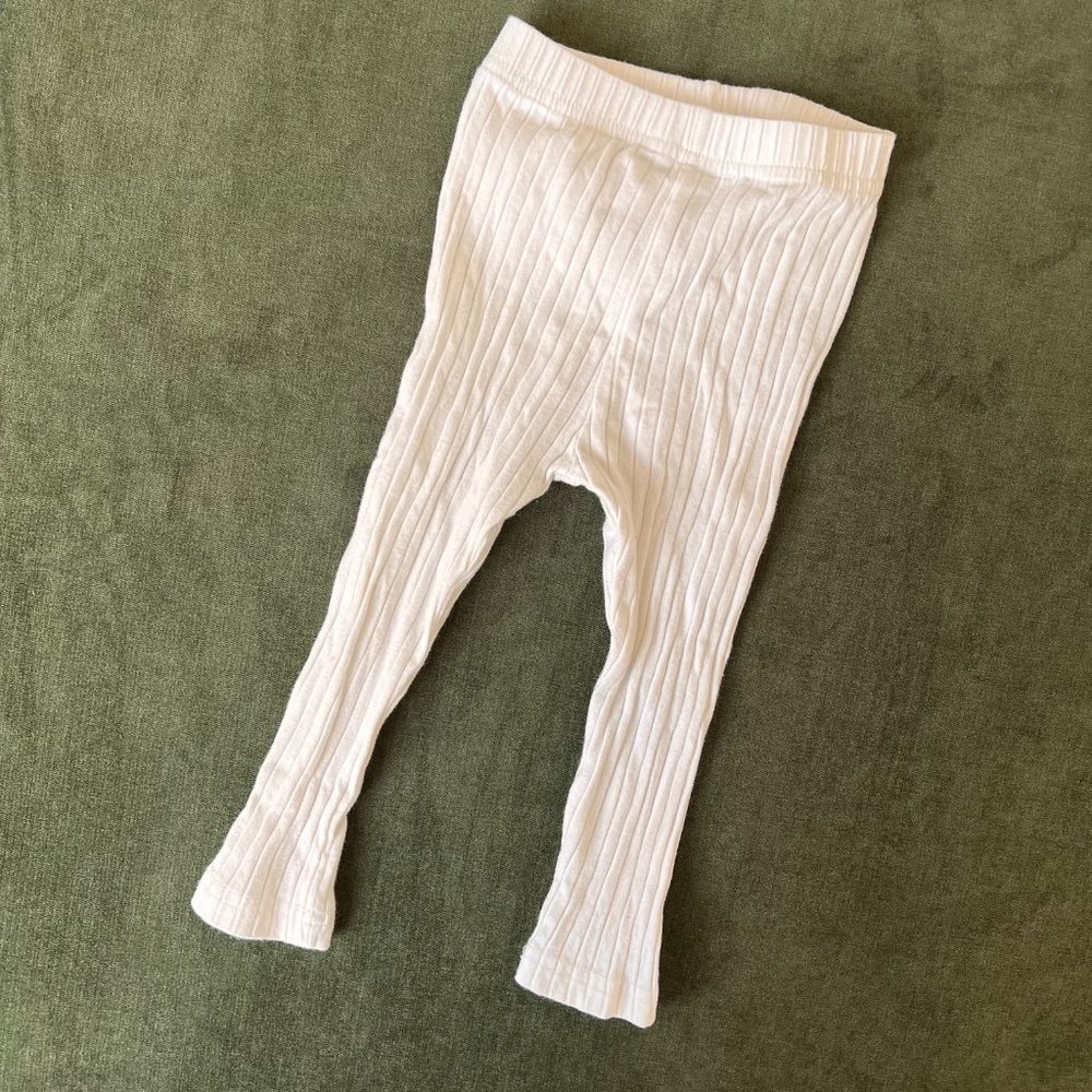 Baby Pants Cable Knit Ribbed Stretchy Leggings Footless - 6 months